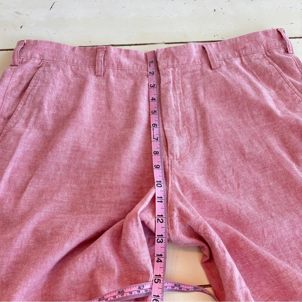 J. Crew Men’s Chino Shorts Size 38 Pink Linen Cotton Regular Fit Flat Front